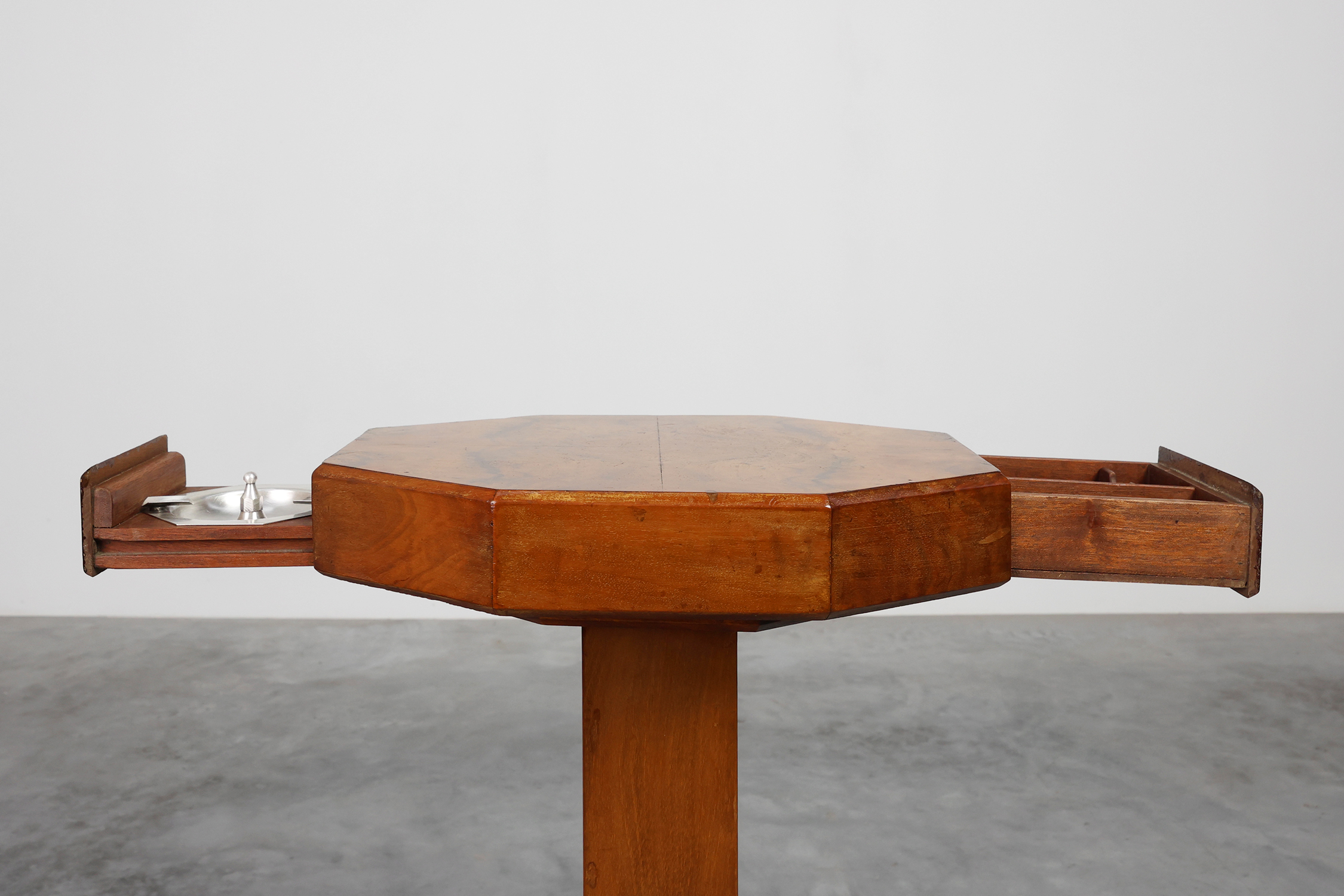Art Deco Side Table with Drawers & Integrated Ashtray, France 1925thumbnail